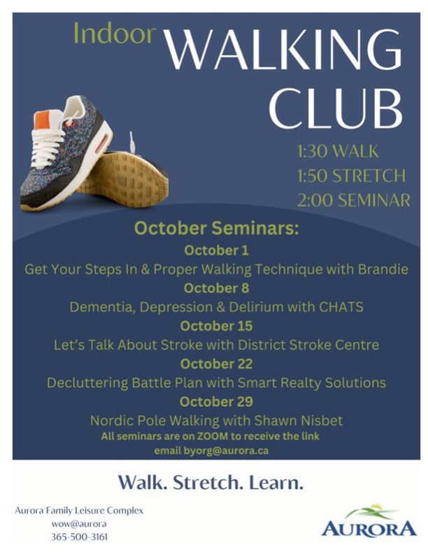 October Indoor Walking Club poster