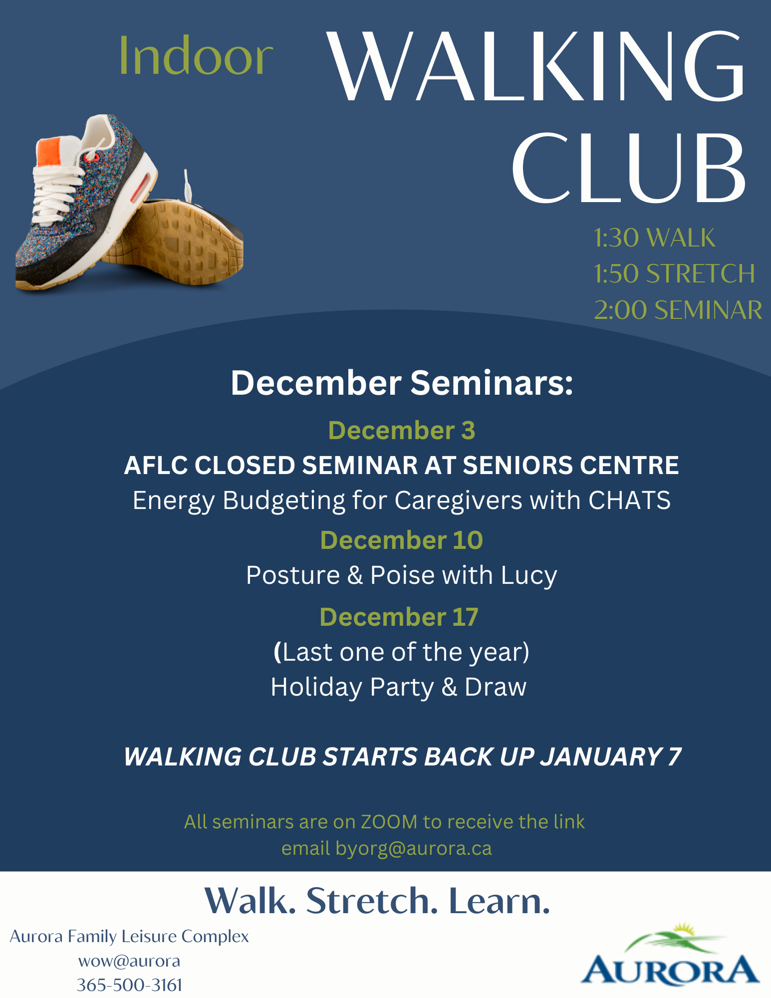 October Indoor Walking Club poster